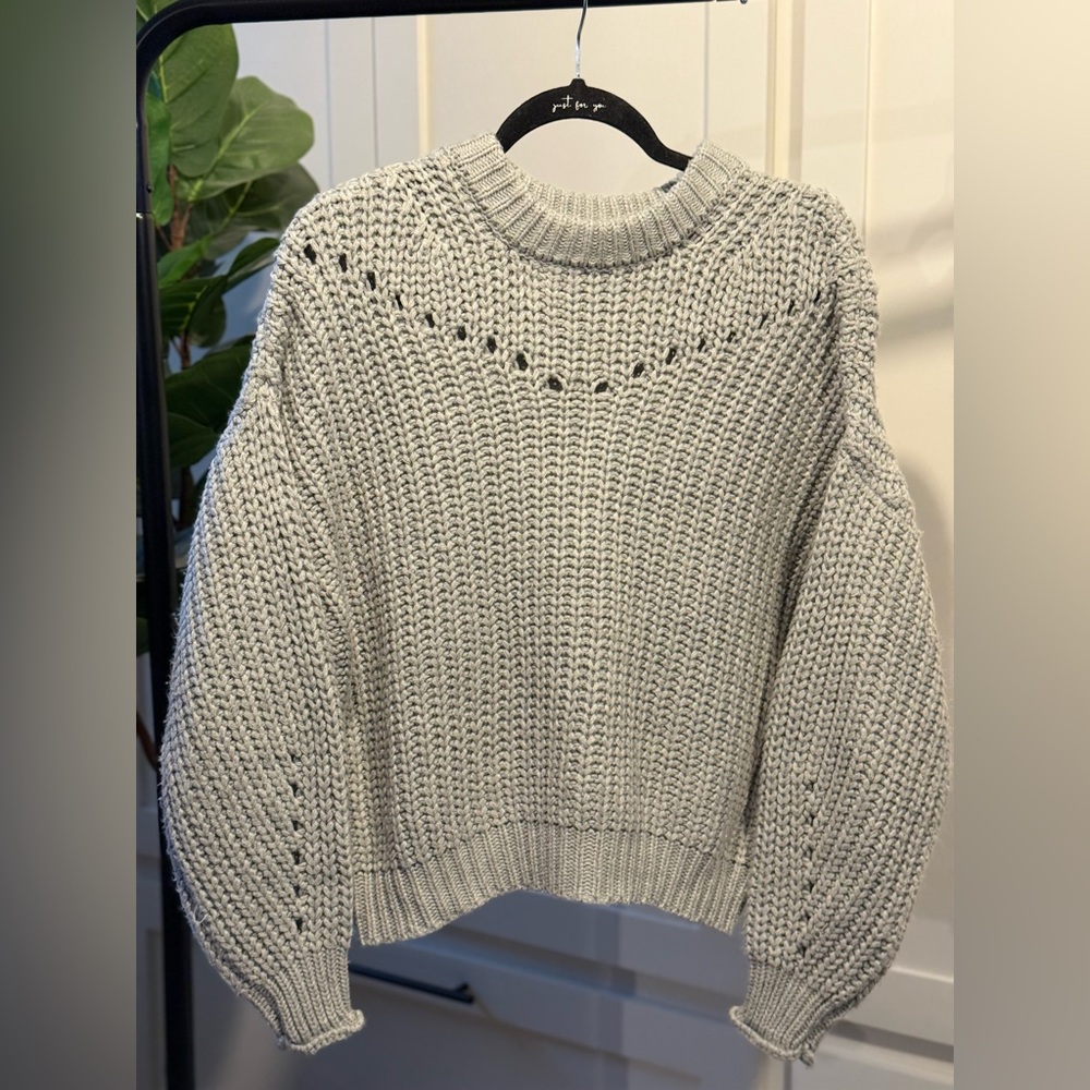 Elodie Light Grey Chunky Crewneck Sweater